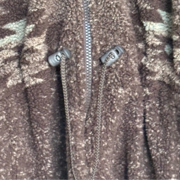 Cabela’s Green/Teal Brown  Aztec Deep Pile Fleece Zip Jacket 2XL Women’s Warm - Picture 3 of 7